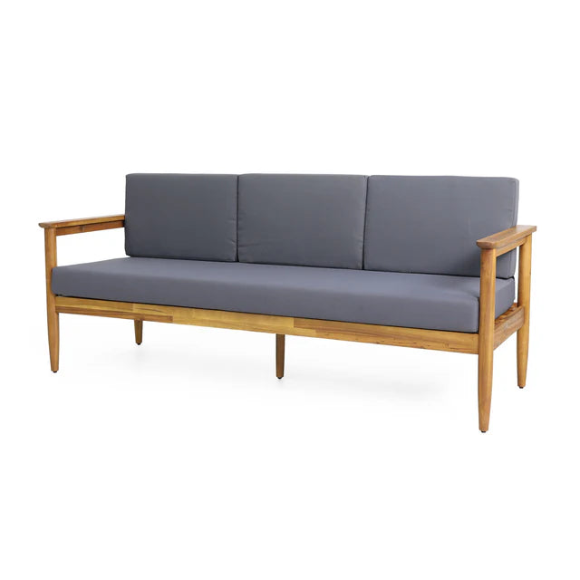 3 Seater Outdoor Sofa with Cushions and Acacia Wood Frame