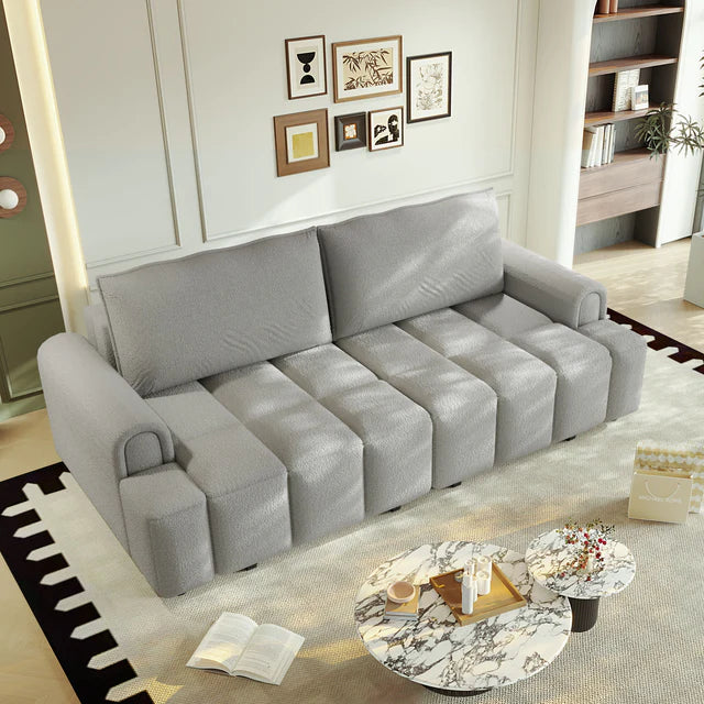 4 Seater Convertible Sleeper Sofa with Storage and Deep Seating