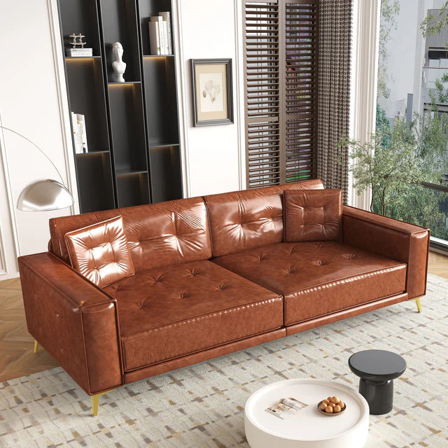 3 in 1 Convertible Sleeper Sofa with Pull Out Bed and Tufted Upholstery