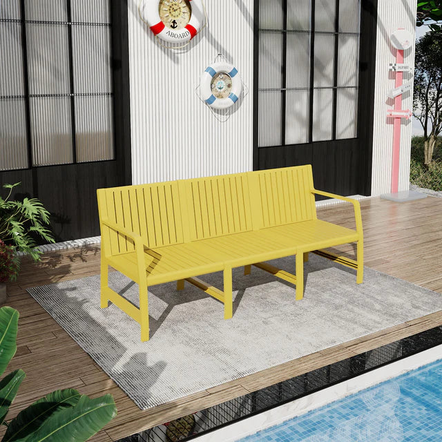 3 Seater Outdoor Sofa Bench with Armrests, Weather Resistant Design