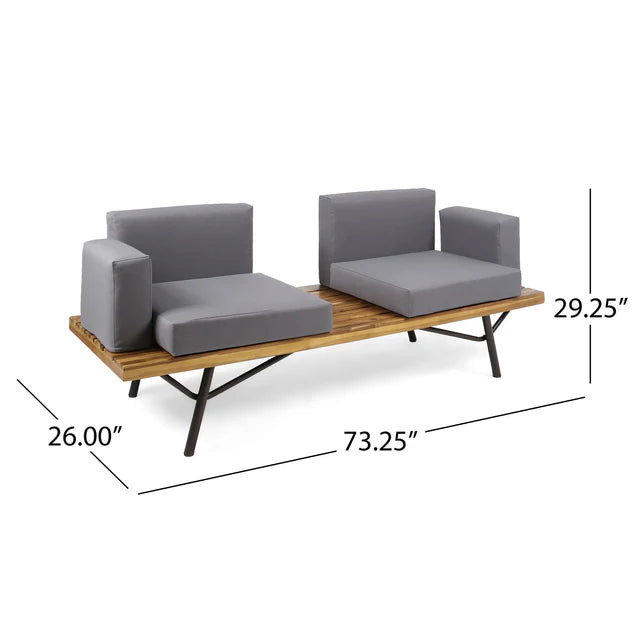 Modern Outdoor Sofa with Cushions and Wood Frame