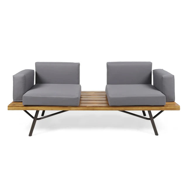 Modern Outdoor Sofa with Cushions and Wood Frame
