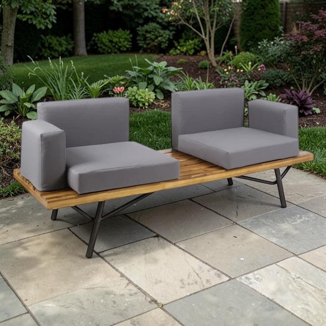 Modern Outdoor Sofa with Cushions and Wood Frame