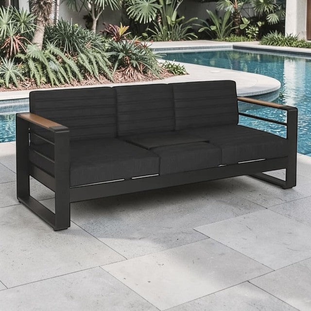3 Seater Outdoor Sofa with Aluminum Frame and Water Resistant Cushions