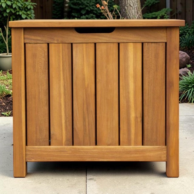Acacia Wood Outdoor Storage Deck Box with Hinged Lid