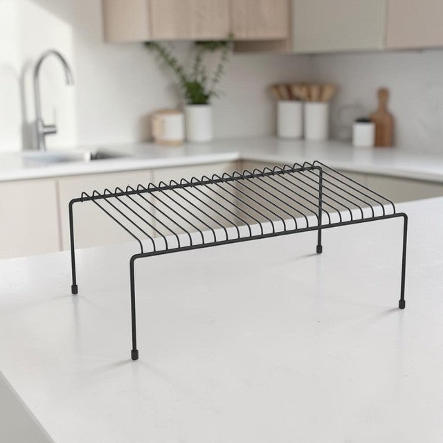 Kitchen Cabinet, Shelf Organizer Rack with Metal Insert Design