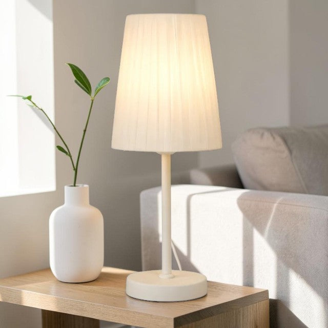Modern White Table Lamp, Living Spaces with Fabric Shade