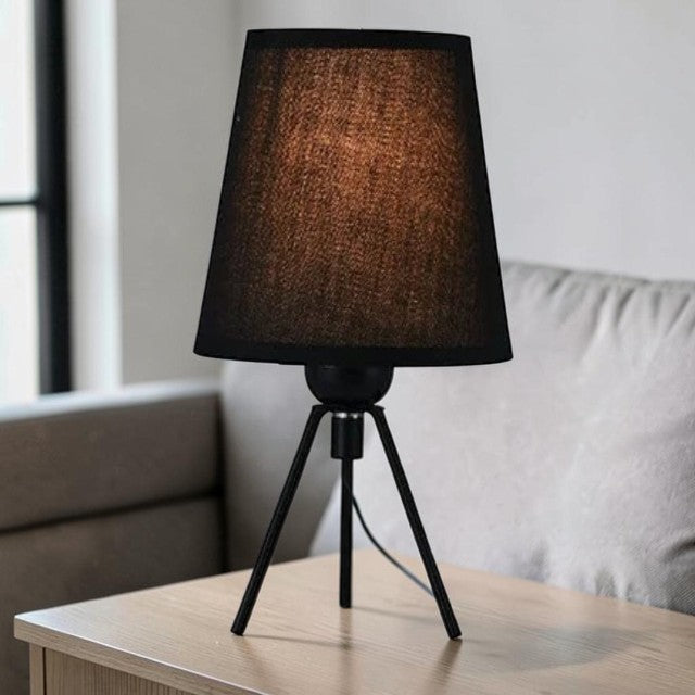Compact Black Tripod Table Lamp, Accent Lighting