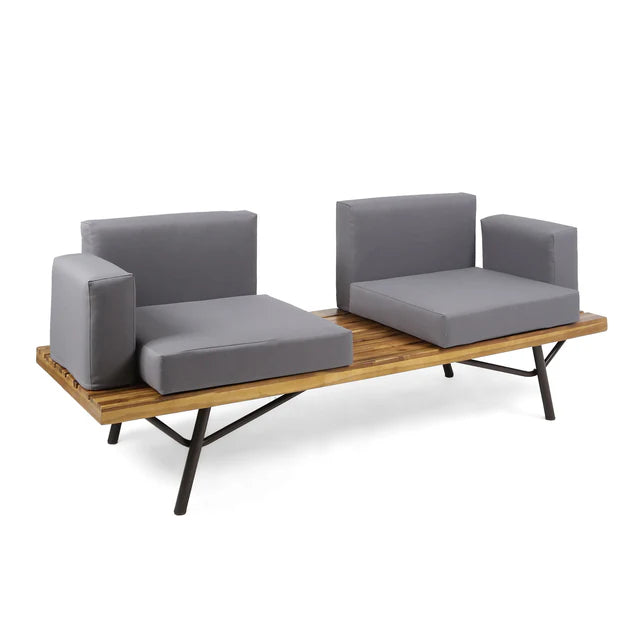 Modern Outdoor Sofa with Cushions and Wood Frame