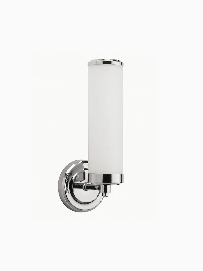 Chrome Wall Light with Opal Glass Cylinder Shade