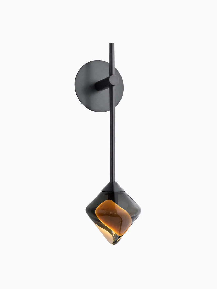 Bronze Wall Light with Diamond Glass Shade