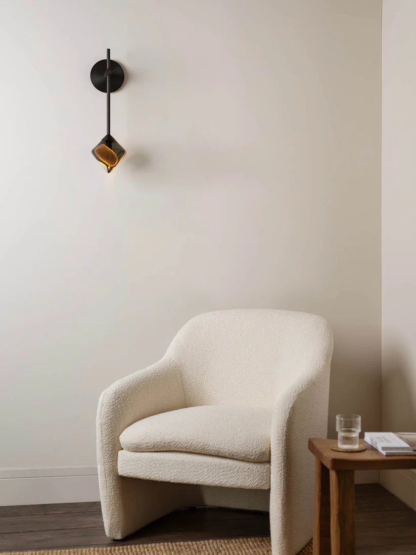 Bronze Wall Light with Diamond Glass Shade