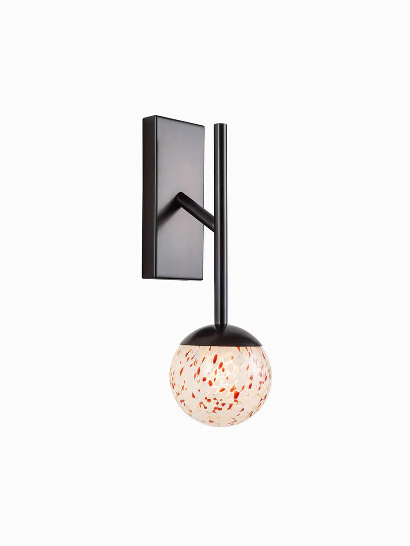Modern Glass Globe, Wall Light with Speckled Shade