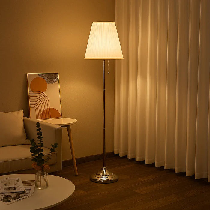 Chrome Finish Floor Lamp with Fabric Shade