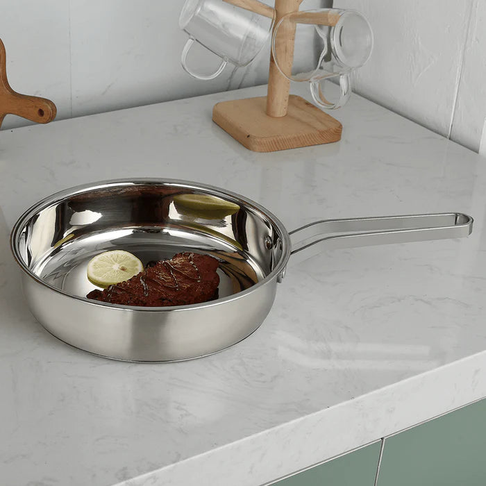 Stainless Steel Frying Pan for Kitchen Cooking, Induction Compatible
