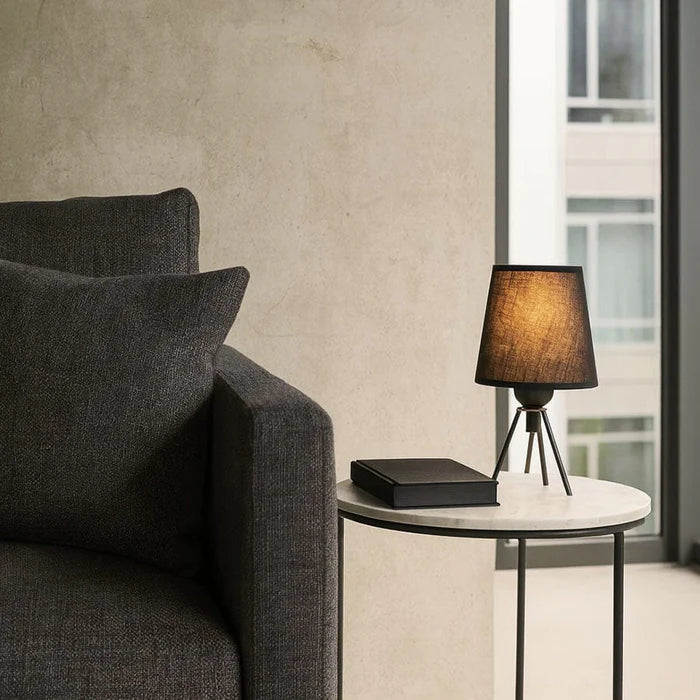 Compact Black Tripod Table Lamp, Accent Lighting