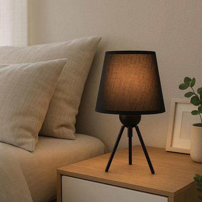 Compact Black Tripod Table Lamp, Accent Lighting