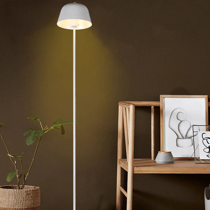 Minimalist White Metal Floor Lamp with Dome Shade