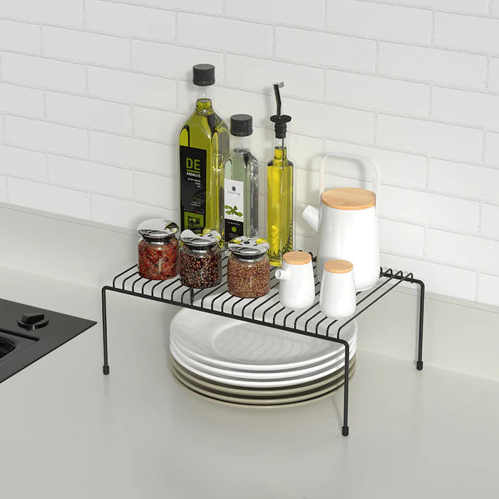 Kitchen Cabinet, Shelf Organizer Rack with Metal Insert Design