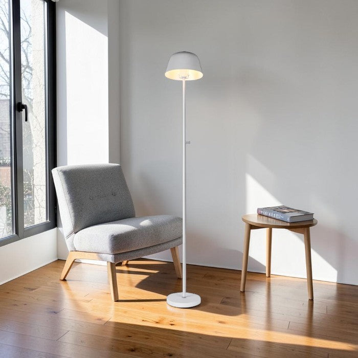 Minimalist White Metal Floor Lamp with Dome Shade