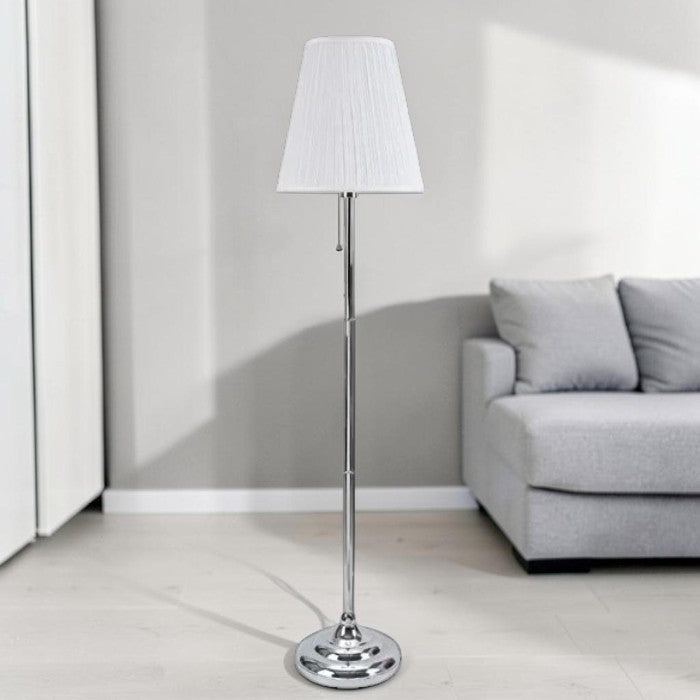 Chrome Finish Floor Lamp with Fabric Shade