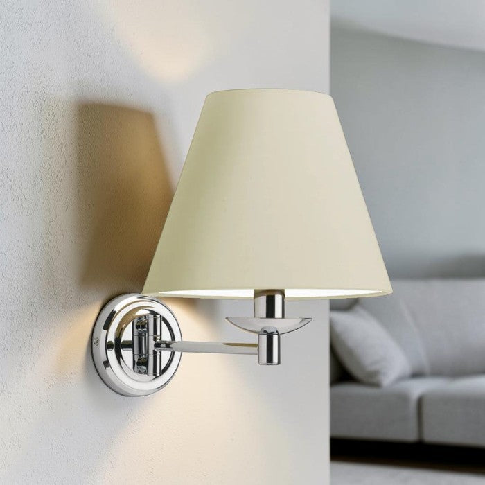 Chrome Wall Light with Fabric Shade