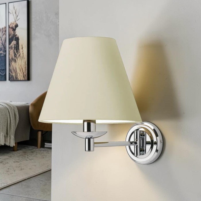 Chrome Wall Light with Fabric Shade