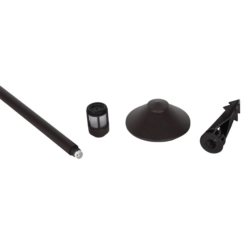 LED Outdoor Path Light with Shade, 12V Black Aluminum Landscape Spike Light