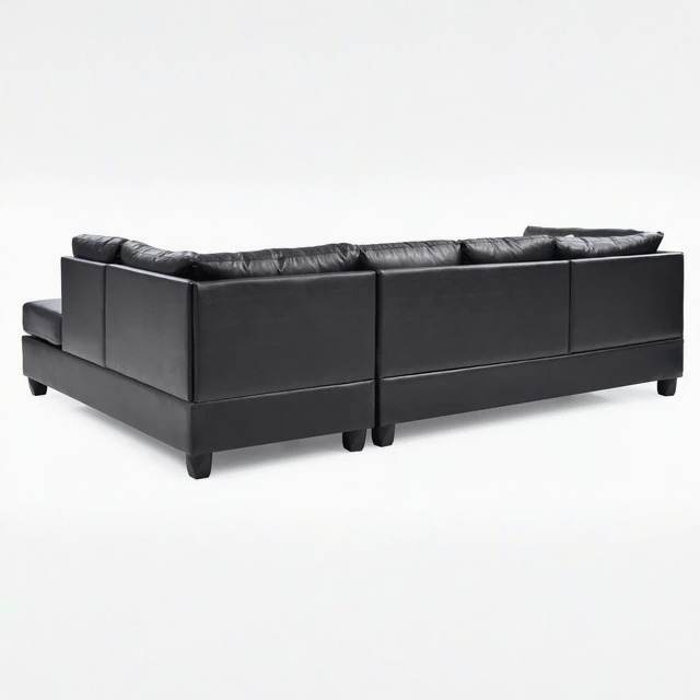 Faux Leather Sectional Sofa with Reversible Chaise