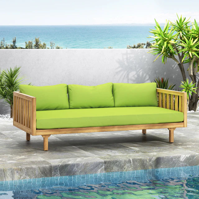 3 Seater Outdoor Sofa Daybed with Cushions and Acacia Wood Frame