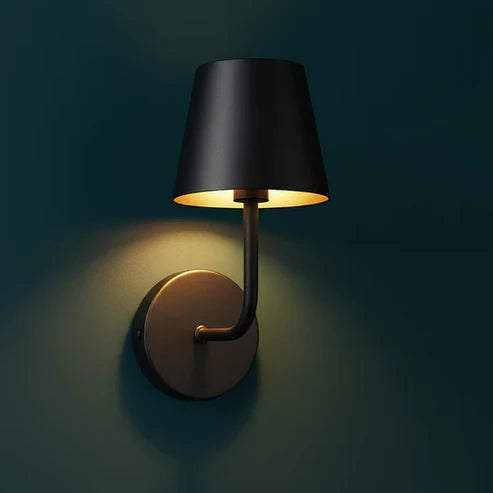 Rechargeable Wall Sconce with Fabric Shade and Matte Black Finish