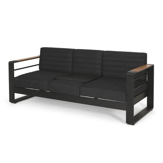 3 Seater Outdoor Sofa with Aluminum Frame and Water Resistant Cushions