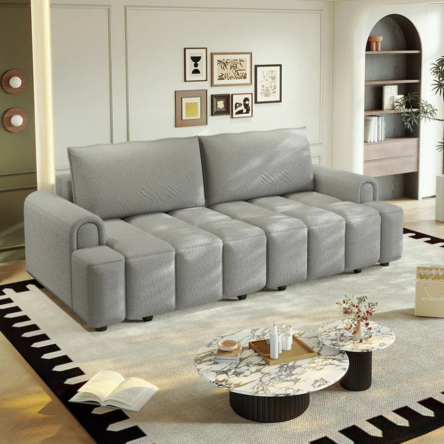 4 Seater Convertible Sleeper Sofa with Storage and Deep Seating