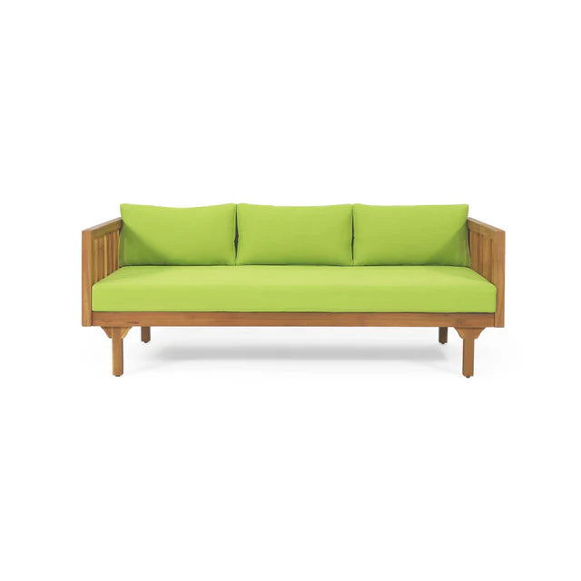 3 Seater Outdoor Sofa Daybed with Cushions and Acacia Wood Frame