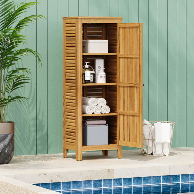 Acacia Wood Storage Cabinet for Indoor and Outdoor Use