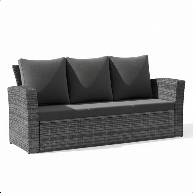 3 Seater Outdoor Sofa with All Weather Wicker and Cushions