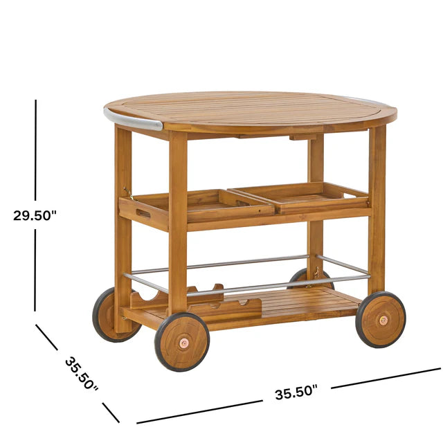 Outdoor Bar Cart with Foldable Top and Removable Serving Trays
