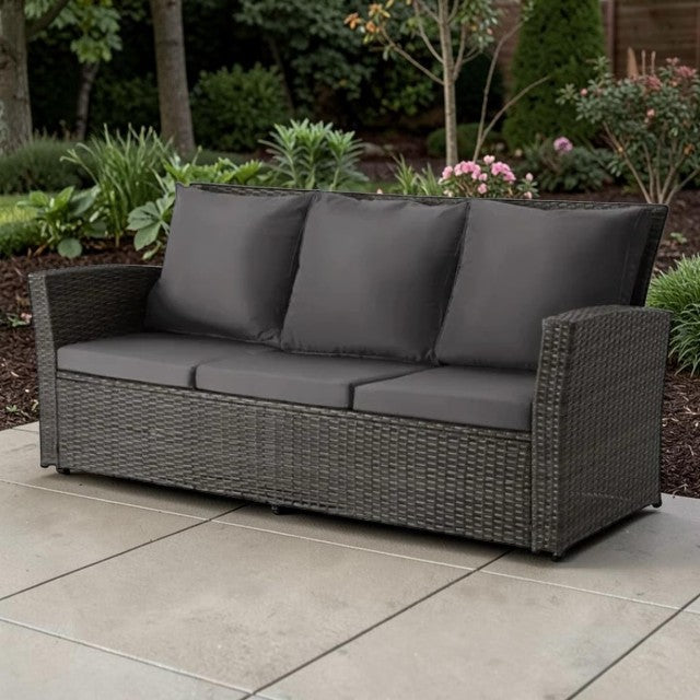 3 Seater Outdoor Sofa with All Weather Wicker and Cushions