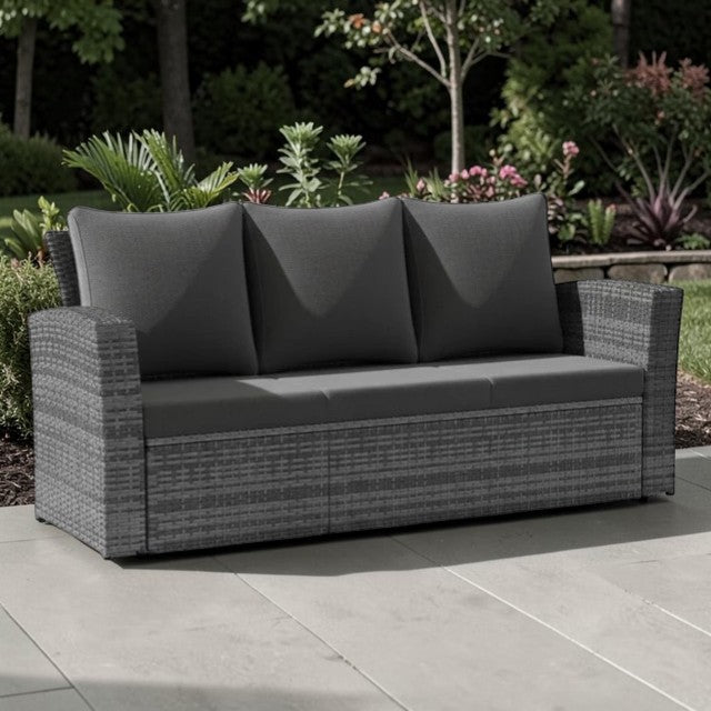 3 Seater Outdoor Sofa with All Weather Wicker and Cushions