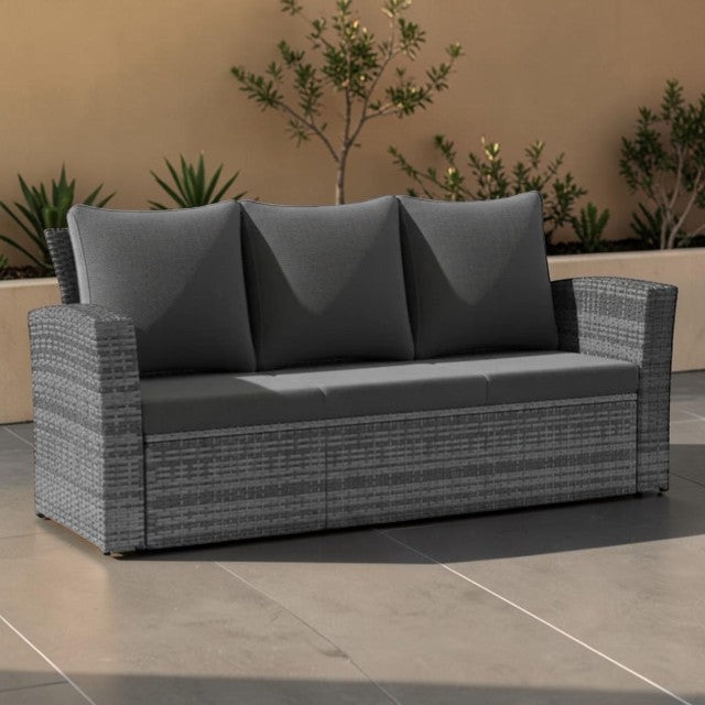 3 Seater Outdoor Sofa with All Weather Wicker and Cushions