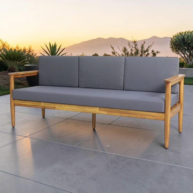 3 Seater Outdoor Sofa with Cushions and Acacia Wood Frame