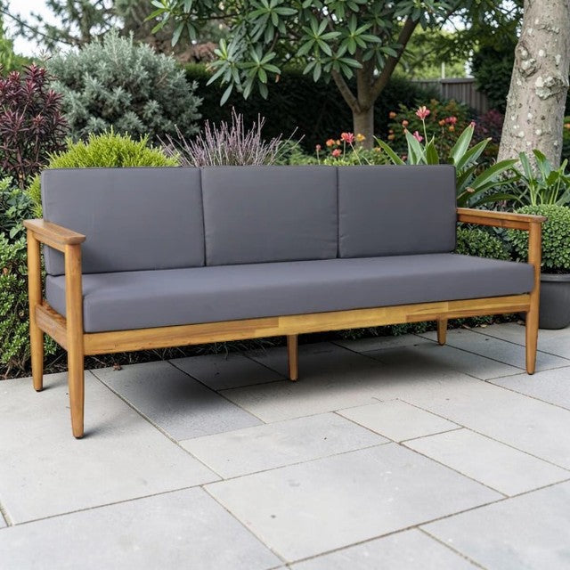 3 Seater Outdoor Sofa with Cushions and Acacia Wood Frame