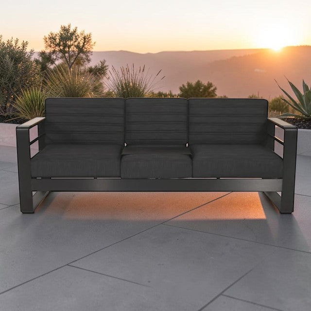 3 Seater Outdoor Sofa with Aluminum Frame and Water Resistant Cushions