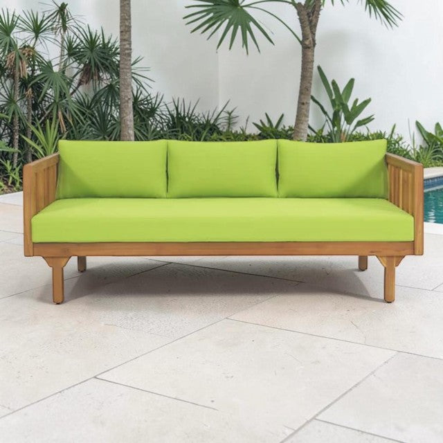 3 Seater Outdoor Sofa Daybed with Cushions and Acacia Wood Frame