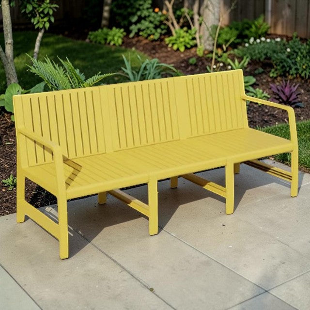 3 Seater Outdoor Sofa Bench with Armrests, Weather Resistant Design