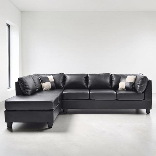 Faux Leather Sectional Sofa with Reversible Chaise