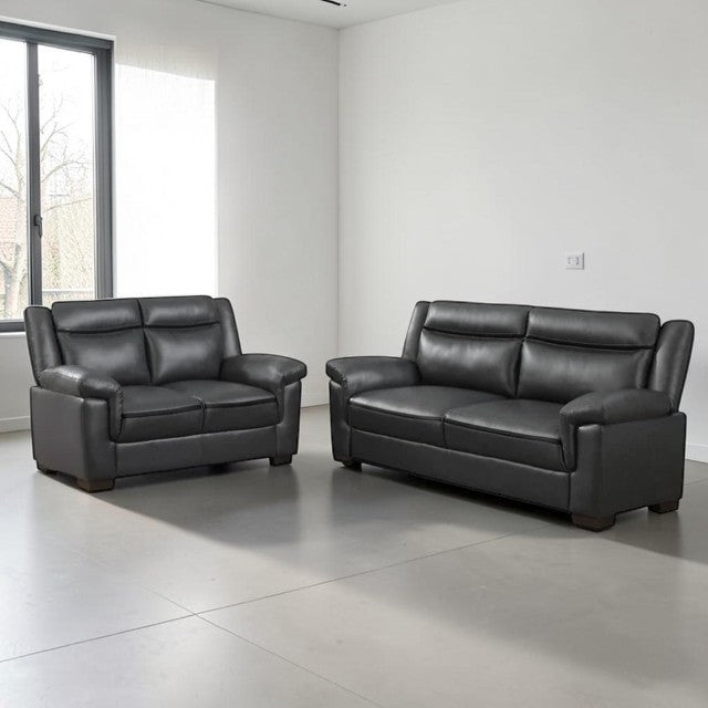 2 Piece Living Room Sofa Set with Faux Leather Upholstery
