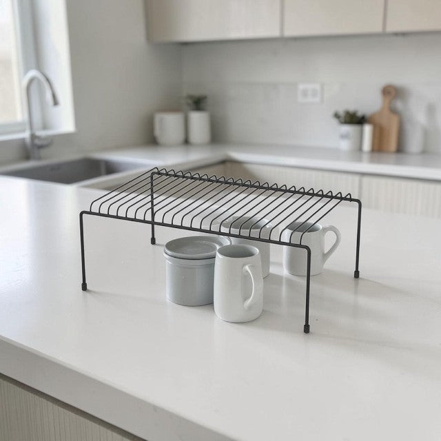 Kitchen Cabinet, Shelf Organizer Rack with Metal Insert Design