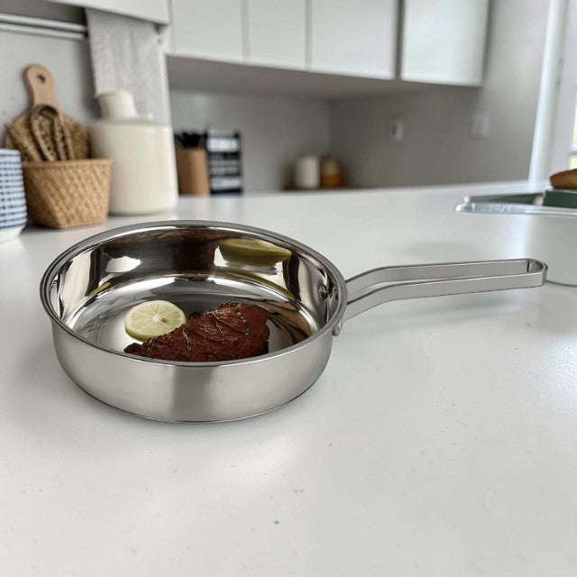 Stainless Steel Frying Pan for Kitchen Cooking, Induction Compatible