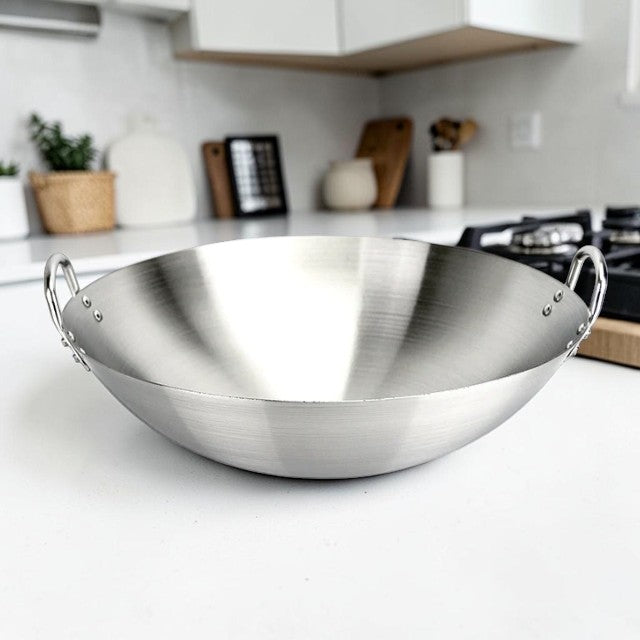 Stainless Steel Wok Pan for Kitchen Cooking with Dual Handles